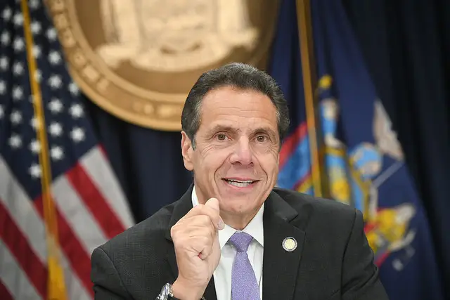 Governor Andrew Cuomo at a press conference the day after his primary win over Cynthia Nixon